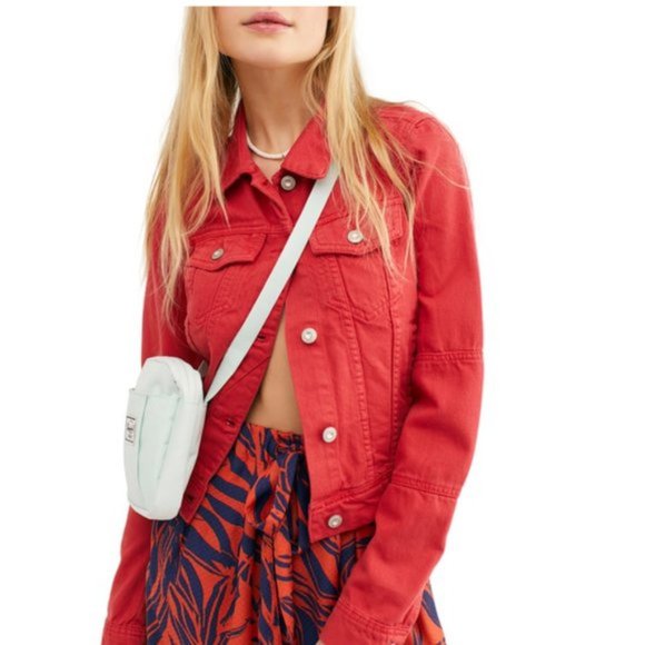 Free People Rumor Red Jean Jacket XS NWT